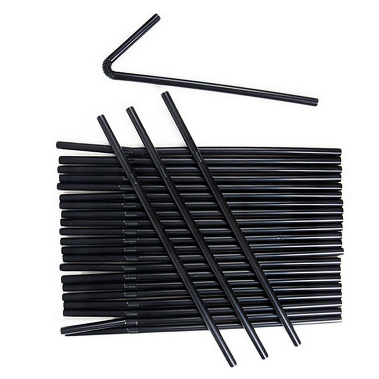 (image for) 250 Flexible Bendy Straws Black Drink Drinking Cocktail Party Di